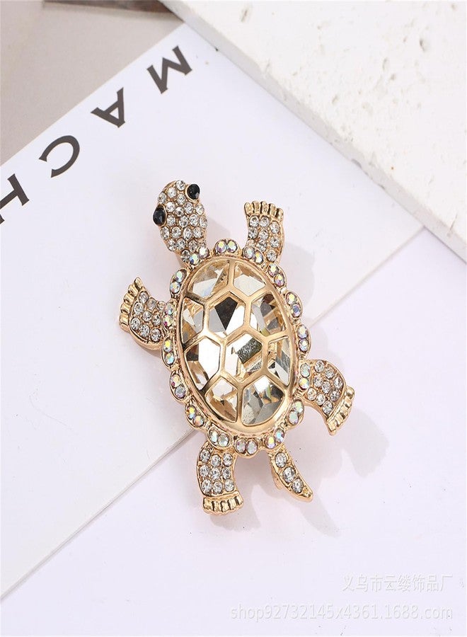 WCRAZYE Rhinestones Turtle Brooch Pin for Women Girls Cute Green Crystal Ocean Sea Marine Animals Tortoise Lapel Pin Dress Accessories Boutonniere Corsage for Hat Bag Gold Tone Great Gift for Wife Sisters Friends Daily Wear Dating (White) - Image 4